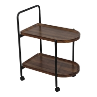 Βοηθητικό τραπέζι Whelea pakoworld τροχήλατο mdf-μέταλλο καρυδί-μαύρο 40x60x69εκ