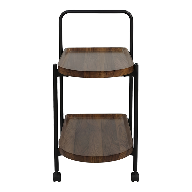 Βοηθητικό τραπέζι Whelea pakoworld τροχήλατο mdf-μέταλλο καρυδί-μαύρο 40x60x69εκ