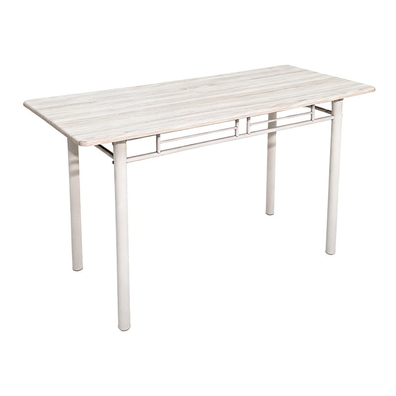 Τραπεζαρία Roza pakoworld σετ 5τμχ mdf sonoma με μεταλλικό λευκό πόδι 120x65x75εκ