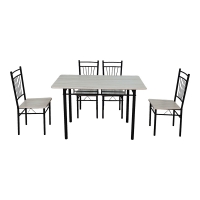 Τραπεζαρία Roza pakoworld σετ 5τμχ mdf sonoma με μεταλλικό μαύρο πόδι 120x65x75εκ