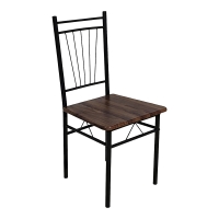 Τραπεζαρία Roza pakoworld σετ 5τμχ mdf καρυδί με μεταλλικό μαύρο πόδι 110x60x75εκ