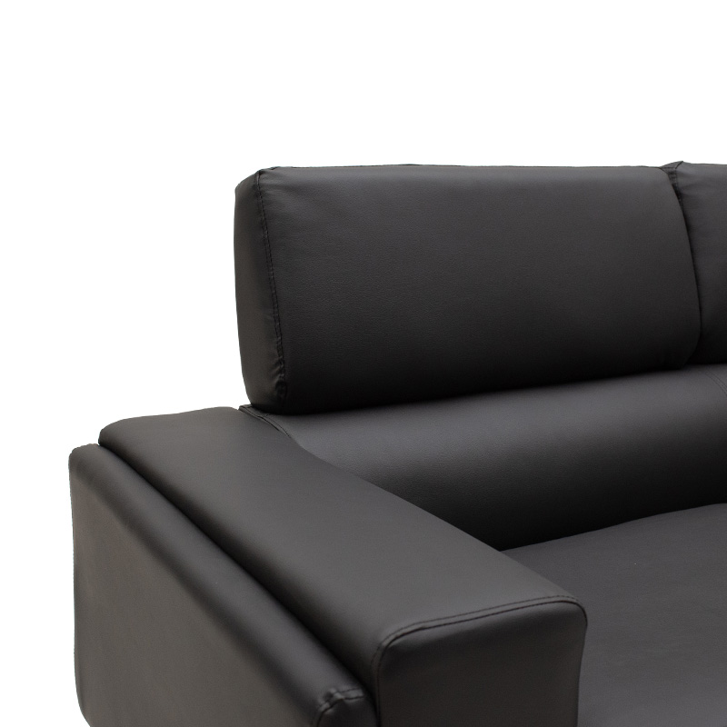 Καναπές Shea pakoworld 3θέσιος pu μαύρο-inox 198x80x87εκ Καναπές Shea pakoworld 3θέσιος pu μαύρο-inox 198x80x87εκ
