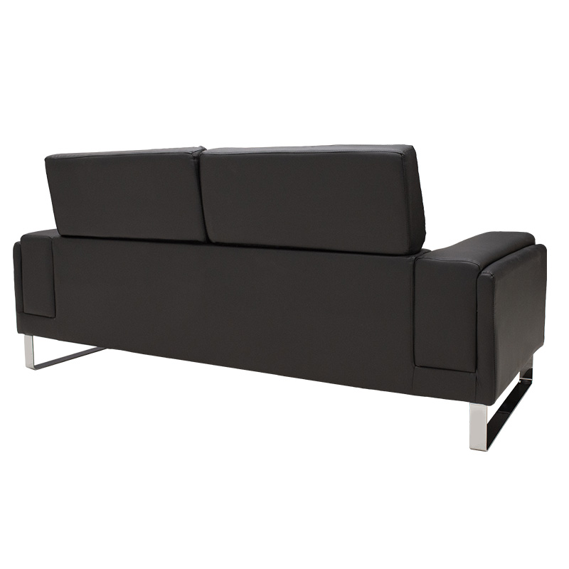 Καναπές Shea pakoworld 3θέσιος pu μαύρο-inox 198x80x87εκ Καναπές Shea pakoworld 3θέσιος pu μαύρο-inox 198x80x87εκ