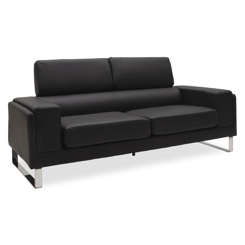 Καναπές Shea pakoworld 3θέσιος pu μαύρο-inox 198x80x87εκ Καναπές Shea pakoworld 3θέσιος pu μαύρο-inox 198x80x87εκ