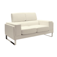 Καναπές Shea pakoworld 2θέσιος PU ivory-inox 158x80x87εκ Καναπές Shea pakoworld 2θέσιος PU ivory-inox 158x80x87εκ