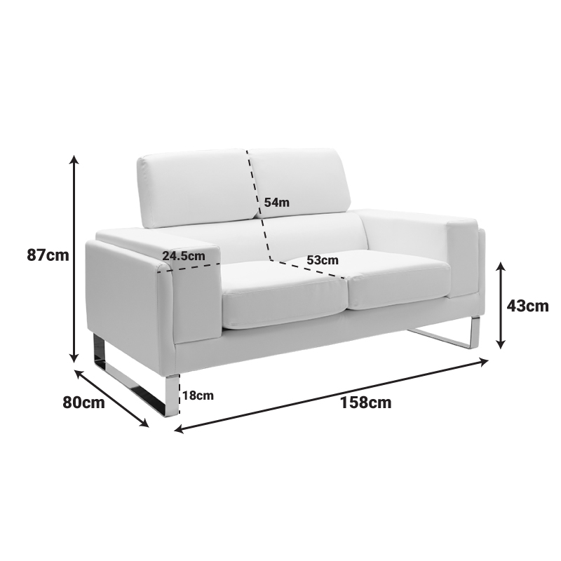 Καναπές Shea pakoworld 2θέσιος PU ivory-inox 158x80x87εκ Καναπές Shea pakoworld 2θέσιος PU ivory-inox 158x80x87εκ