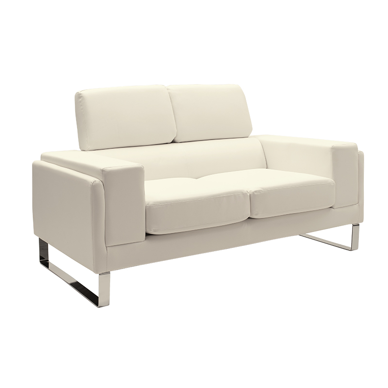 Καναπές Shea pakoworld 2θέσιος PU ivory-inox 158x80x87εκ Καναπές Shea pakoworld 2θέσιος PU ivory-inox 158x80x87εκ
