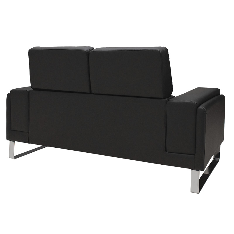 Καναπές Shea pakoworld 2θέσιος pu μαύρο-inox 158x80x87εκ Καναπές Shea pakoworld 2θέσιος pu μαύρο-inox 158x80x87εκ