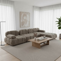 Kαναπές τριθέσιος με σκαμπό Hypnotic I pakoworld ύφασμα με μαξιλάρια σε γκρι-μπεζ απόχρωση 294x196x76εκ Kαναπές τριθέσιος με σκαμπό Hypnotic I pakoworld ύφασμα με μαξιλάρια σε γκρι-μπεζ απόχρωση 294x196x76εκ