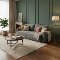 Kαναπές-κρεβάτι τριθέσιος Hungie pakoworld υφασμα γκρι 250x92x89εκ