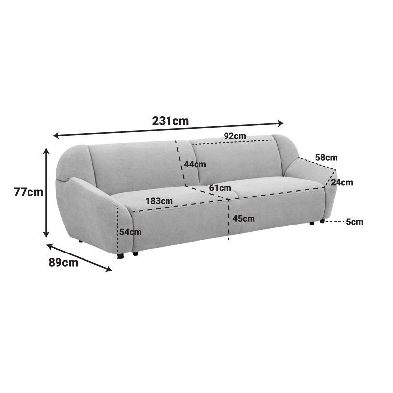 Καναπές τριθέσιος Echono pakoworld ύφασμα μπεζ 230x88x77εκ Καναπές τριθέσιος Echono pakoworld ύφασμα μπεζ 230x88x77εκ