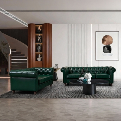 Kαναπές διθέσιος τ. Chesterfield pakoworld pu κυπαρισσί 160x84x67εκ