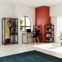 Βιβλιοθήκη- Ραφιέρα Ramon pakoworld φυσικό-μαύρο 60x28x125,5εκ Βιβλιοθήκη- Ραφιέρα Ramon pakoworld φυσικό-μαύρο 60x28x125,5εκ