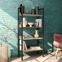 Βιβλιοθήκη- Ραφιέρα Ramon pakoworld φυσικό-μαύρο 60x28x125,5εκ Βιβλιοθήκη- Ραφιέρα Ramon pakoworld φυσικό-μαύρο 60x28x125,5εκ