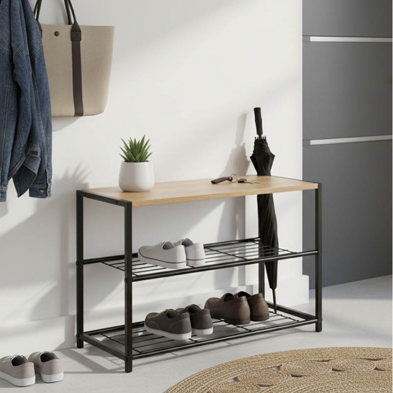 Παπουτσοθήκη Ramon pakoworld 6 ζευγών φυσικό-μαύρο 63x30x43εκ Παπουτσοθήκη Ramon pakoworld 6 ζευγών φυσικό-μαύρο 63x30x43εκ