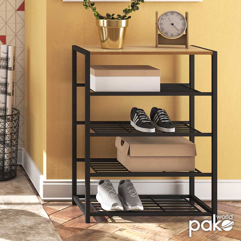 Παπουτσοθήκη Ramon pakoworld 12 ζευγών φυσικό-μαύρο 63x30x83εκ Παπουτσοθήκη Ramon pakoworld 12 ζευγών φυσικό-μαύρο 63x30x83εκ