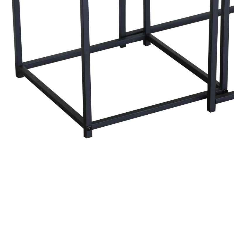 Τραπέζια σαλονιού Masuta pakoworld 2τεμ. mdf μαυρο με εφε μαρμάρου- μαύρο μέταλλο