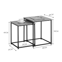 Τραπέζια σαλονιού Masuta pakoworld 2τεμ. mdf μαυρο με εφε μαρμάρου- μαύρο μέταλλο
