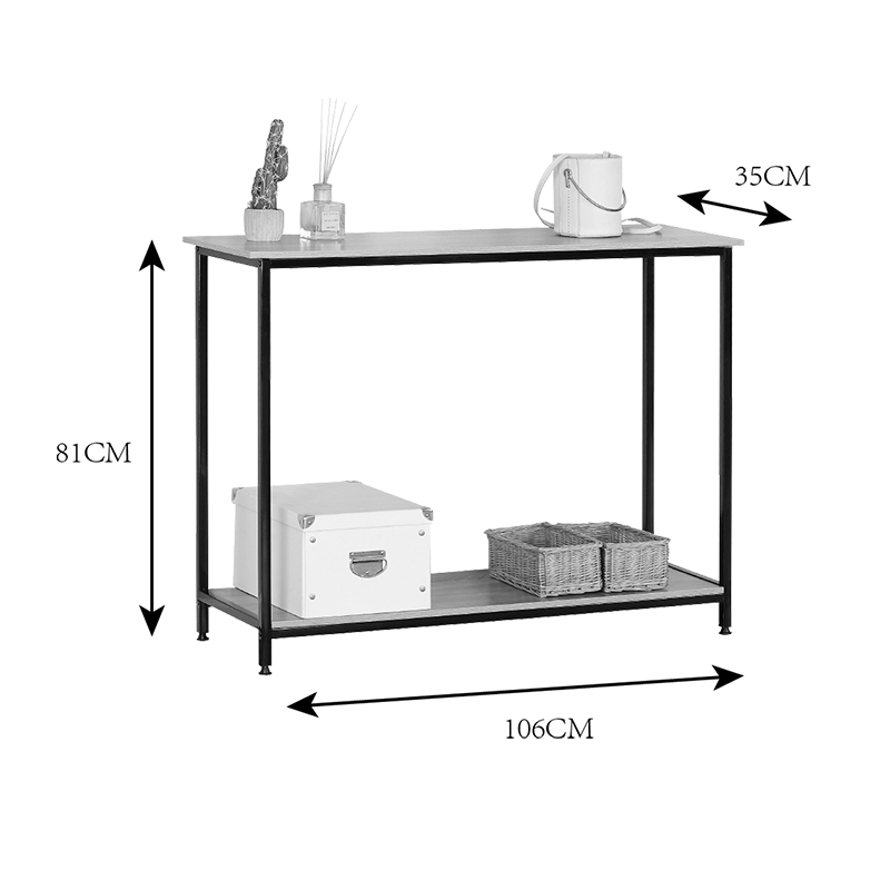 Κονσόλα Shima pakoworld oak- μαύρο μέταλλο 106x35x81εκ