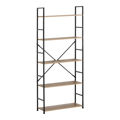 Βιβλιοθήκη Manlo pakoworld oak με μαύρο μέταλλο 58.6x23.5x144εκ Βιβλιοθήκη Manlo pakoworld oak με μαύρο μέταλλο 58.6x23.5x144εκ