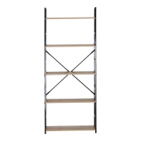 Βιβλιοθήκη Manlo pakoworld oak με μαύρο μέταλλο 58.6x23.5x144εκ
