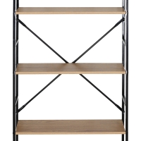 Βιβλιοθήκη Manlo pakoworld oak με μαύρο μέταλλο 58.6x23.5x144εκ