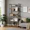 Βιβλιοθήκη Manlo pakoworld oak με μαύρο μέταλλο 58.6x23.5x144εκ