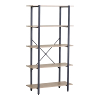Βιβλιοθήκη Nebranzo pakoworld oak με μαύρο μέταλλο 80x34x155.3εκ Βιβλιοθήκη Nebranzo pakoworld oak με μαύρο μέταλλο 80x34x155.3εκ