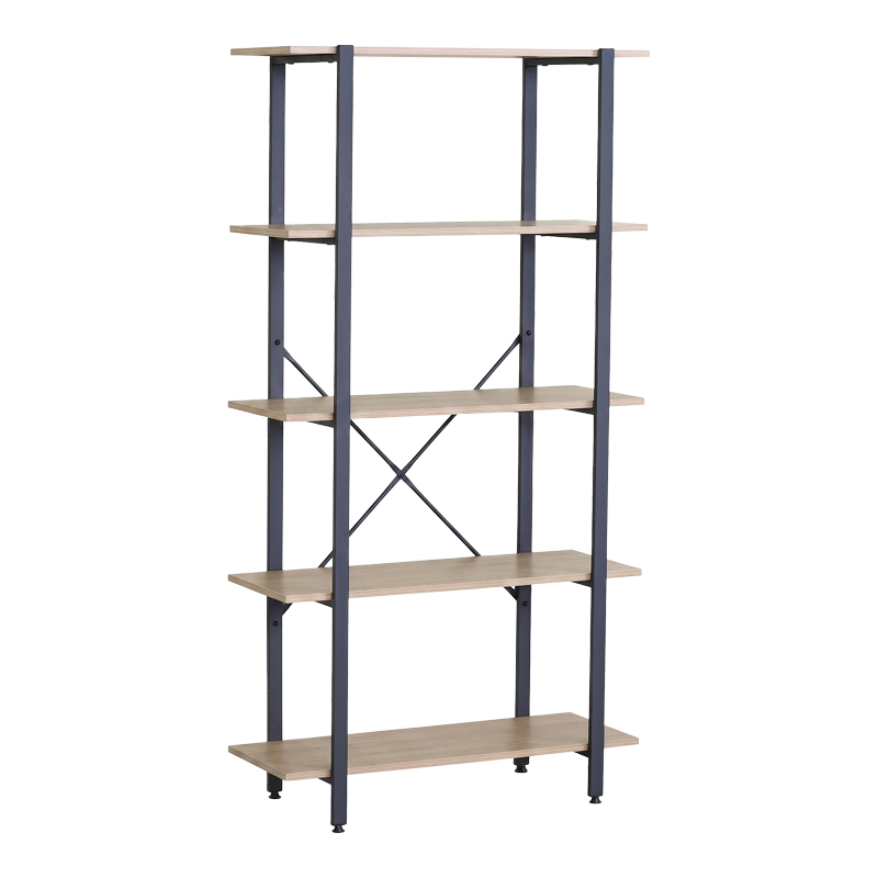 Βιβλιοθήκη Nebranzo pakoworld oak με μαύρο μέταλλο 80x34x155.3εκ Βιβλιοθήκη Nebranzo pakoworld oak με μαύρο μέταλλο 80x34x155.3εκ