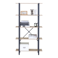 Βιβλιοθήκη Nebranzo pakoworld oak με μαύρο μέταλλο 80x34x155.3εκ Βιβλιοθήκη Nebranzo pakoworld oak με μαύρο μέταλλο 80x34x155.3εκ