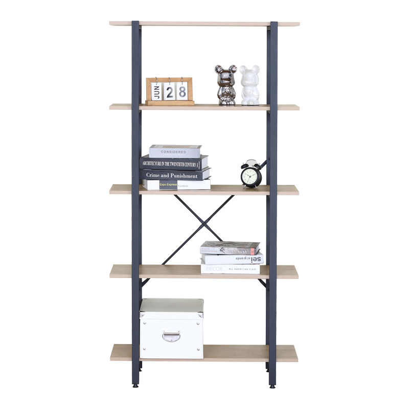 Βιβλιοθήκη Nebranzo pakoworld oak με μαύρο μέταλλο 80x34x155.3εκ Βιβλιοθήκη Nebranzo pakoworld oak με μαύρο μέταλλο 80x34x155.3εκ