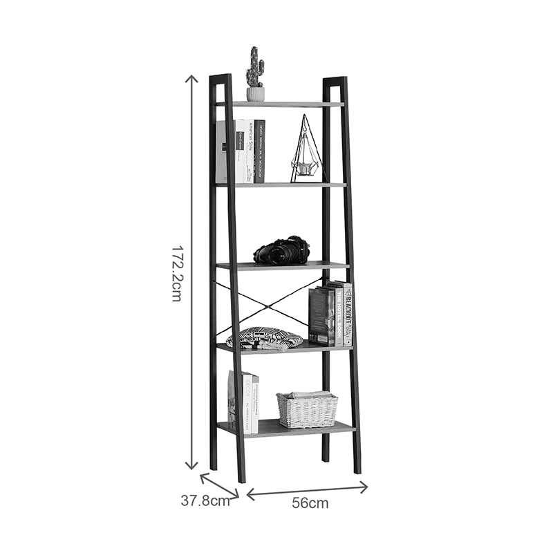 Βιβλιοθήκη Jebia pakoworld oak με μαύρο μέταλλο 56x37x172.2εκ Βιβλιοθήκη Jebia pakoworld oak με μαύρο μέταλλο 56x37x172.2εκ