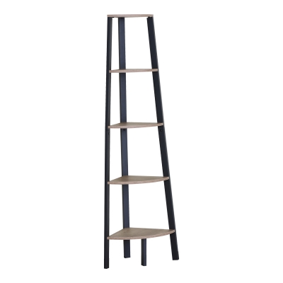 Γωνιακή βιβλιοθήκη Arvia pakoworld oak με μαύρο μέταλλο 53.4x37.8x160.3εκ Γωνιακή βιβλιοθήκη Arvia pakoworld oak με μαύρο μέταλλο 53.4x37.8x160.3εκ