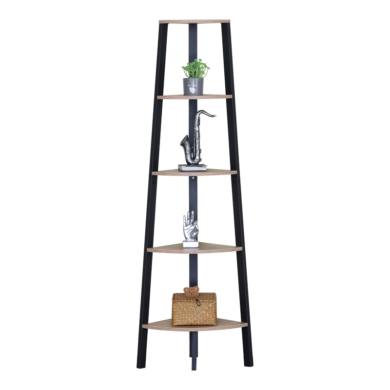 Γωνιακή βιβλιοθήκη Arvia pakoworld oak με μαύρο μέταλλο 53.4x37.8x160.3εκ Γωνιακή βιβλιοθήκη Arvia pakoworld oak με μαύρο μέταλλο 53.4x37.8x160.3εκ