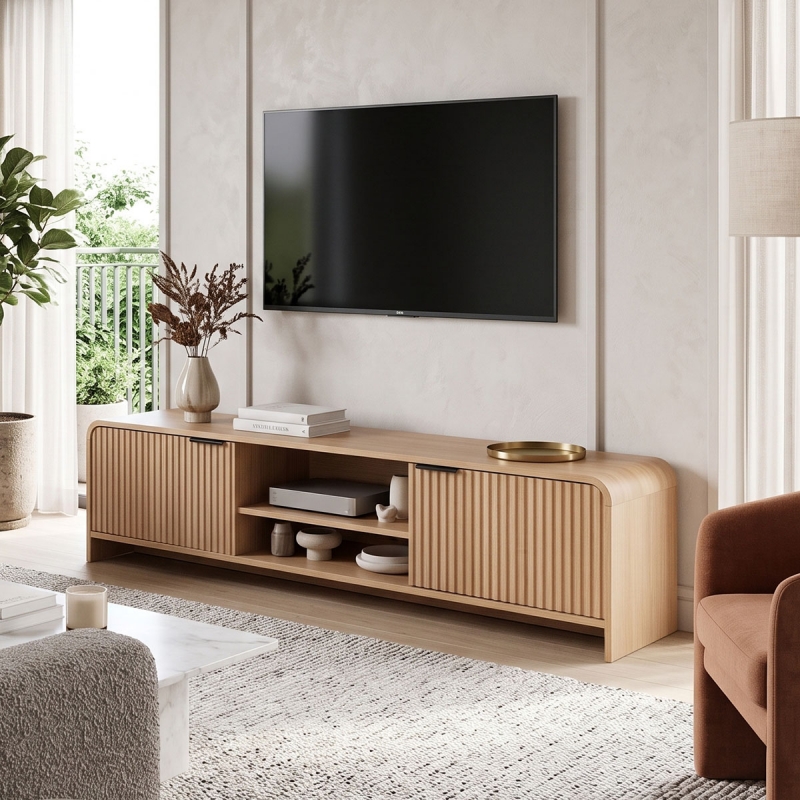 Έπιπλο τηλεόρασης Anfen pakoworld mdf σε φυσική απόχρωση 160x39x40,5εκ Έπιπλο τηλεόρασης Anfen pakoworld mdf σε φυσική απόχρωση 160x39x40,5εκ