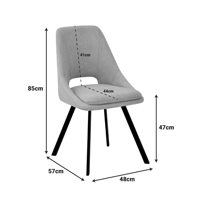 Καρέκλα Initiate pakoworld terracotta ύφασμα-πόδι μαύρο μέταλλο 48x57x85εκ