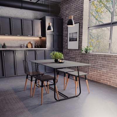 Τραπέζι Revello pakoworld sintered stone μαύρο μαρμάρου-μαύρο 150x90x75εκ Τραπέζι Revello pakoworld sintered stone μαύρο μαρμάρου-μαύρο 150x90x75εκ