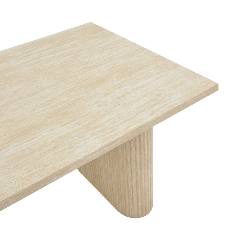 Τραπέζι Loozir pakoworld mdf σε λευκή όψη τραβερτίνας 180x90x75εκ Τραπέζι Loozir pakoworld mdf σε λευκή όψη τραβερτίνας 180x90x75εκ
