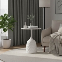 Βοηθητικό τραπέζι Kousien Inart λευκό sintered stone Φ50x60εκ