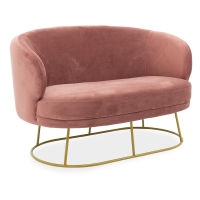 Καναπές 2θέσιος Rony pakoworld βελούδο σάπιο μήλο-χρυσό 132x82x83εκ