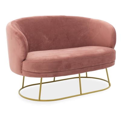 Καναπές 2θέσιος Rony pakoworld βελούδο σάπιο μήλο-χρυσό 132x82x83εκ