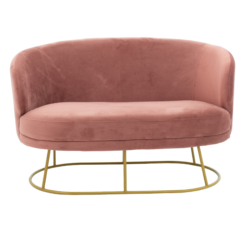 Καναπές 2θέσιος Rony pakoworld βελούδο σάπιο μήλο-χρυσό 132x82x83εκ