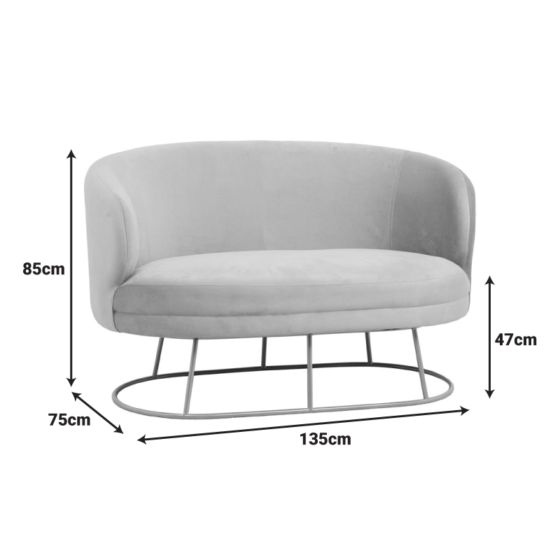 Καναπές διθέσιος Rony pakoworld βελούδο μπεζ-πόδι χρυσό μέταλλο 135x75x85εκ