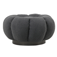 Πολυθρόνα περιστρεφόμενη με σκαμπό Nester pakoworld μπουκλέ ύφασμα σε γκρι απόχρωση 98x97x69εκ