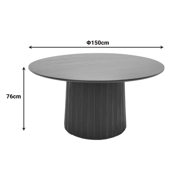 Τραπέζι Canicule pakoworld μασίφ ξύλο ακακίας σε μαύρη απόχρωση Φ150x75εκ