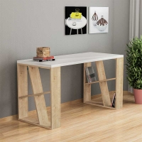 Γραφείο Honey pakoworld χρώμα λευκό - light oak 140x60x75εκ Γραφείο Honey pakoworld χρώμα λευκό - light oak 140x60x75εκ