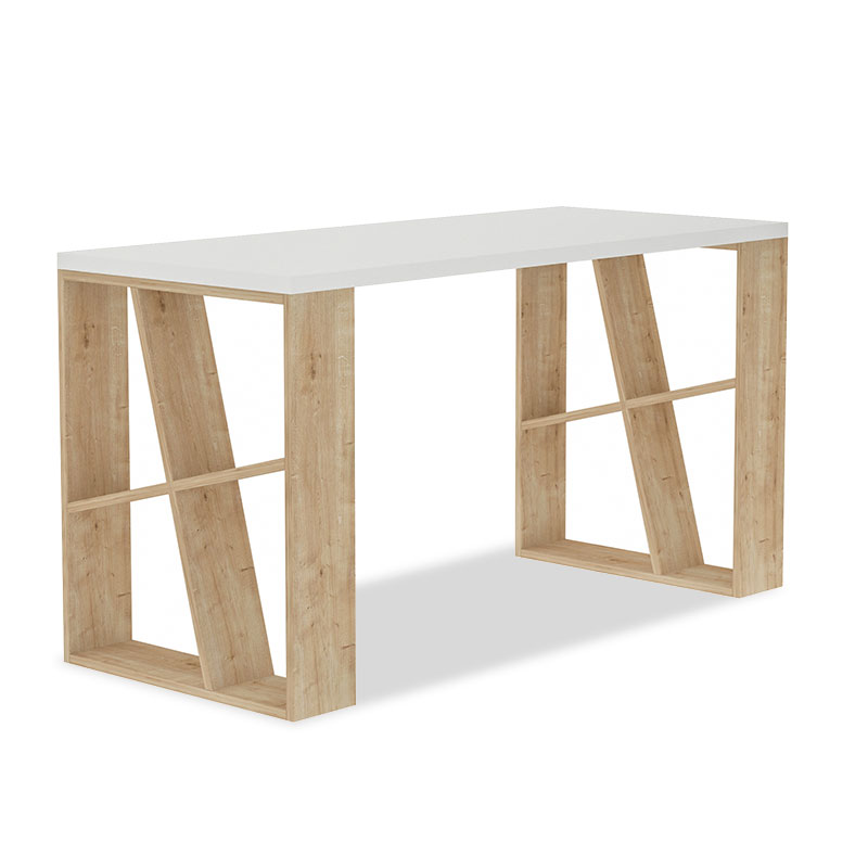 Γραφείο Honey pakoworld χρώμα λευκό - light oak 140x60x75εκ Γραφείο Honey pakoworld χρώμα λευκό - light oak 140x60x75εκ