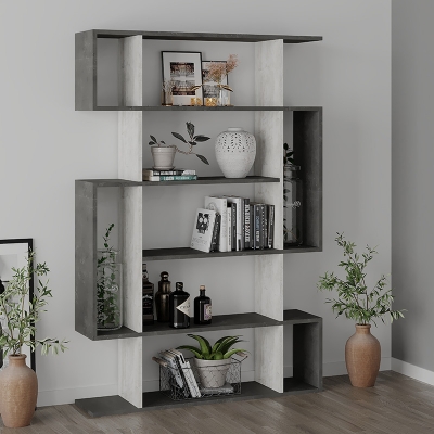 Βιβλιοθήκη MITO pakoworld σε χρώμα antique γκρι-λευκό 108.5x25.5x161εκ Βιβλιοθήκη MITO pakoworld σε χρώμα antique γκρι-λευκό 108.5x25.5x161εκ