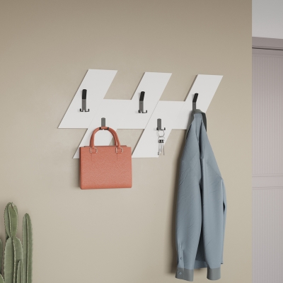 Κρεμάστρα τοίχου Livy pakoworld λευκό μελαμίνης 75.2x1.8x45.3εκ Κρεμάστρα τοίχου Livy pakoworld λευκό μελαμίνης 75.2x1.8x45.3εκ