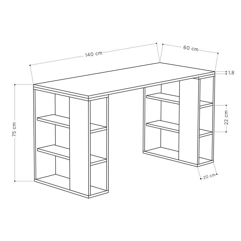 Γραφείο Colmar pakoworld σε λευκή-ανθρακί απόχρωση 140x60x75εκ Γραφείο Colmar pakoworld σε λευκή-ανθρακί απόχρωση 140x60x75εκ